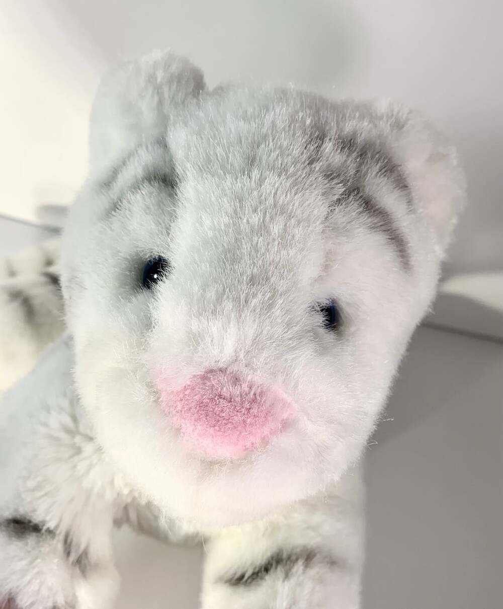 White Bengal Tiger Cub plush pink nose blue eyes Metropolitan plush